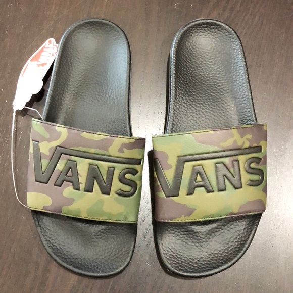 camo vans slides